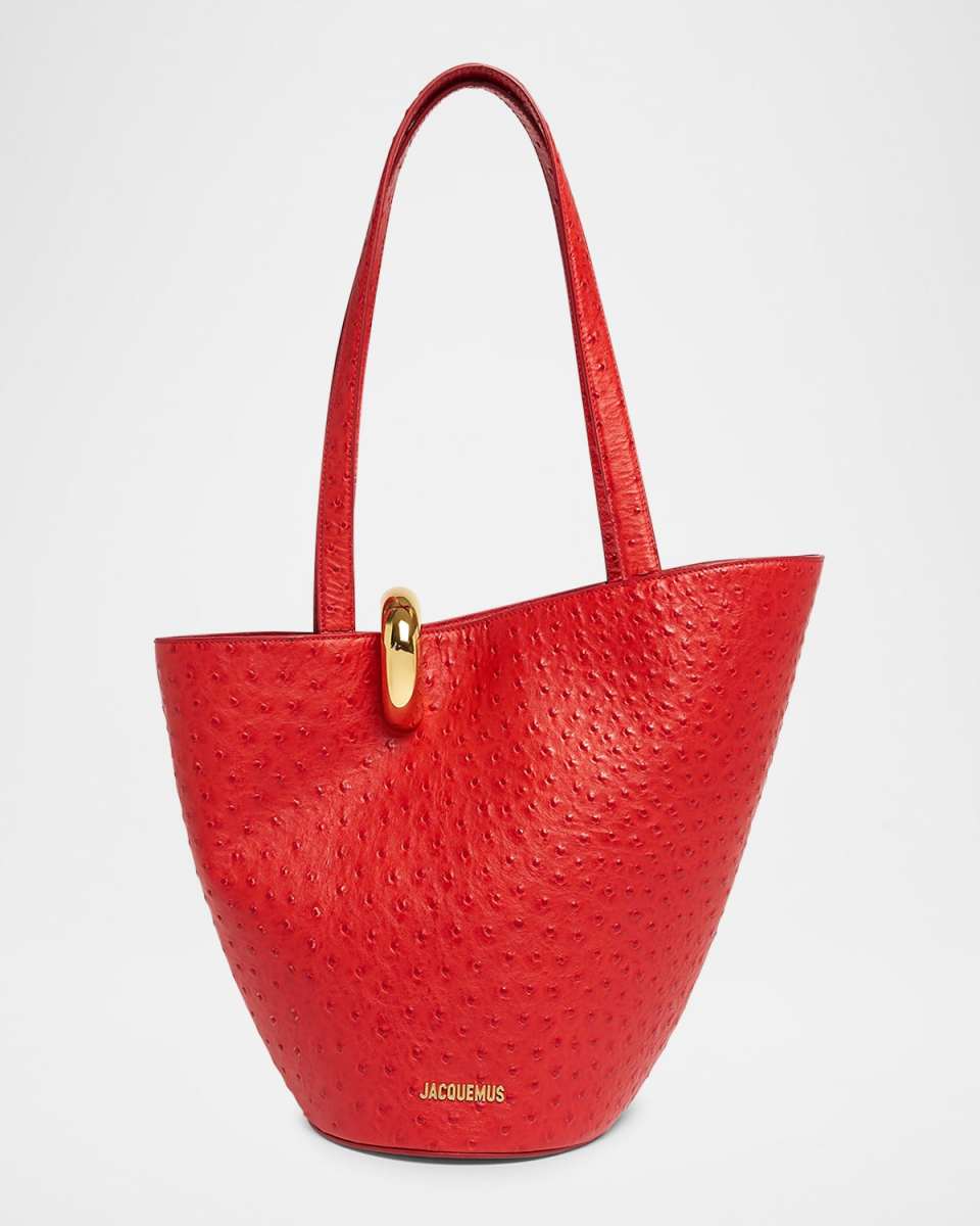 Le Bambola Moyen Ostrich-Embossed Leather Shoulder Bag